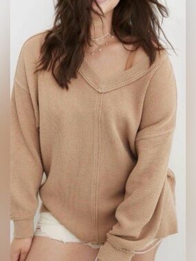 Aerie Wonder Textured Sweatshirt Brown, size  M, like new!